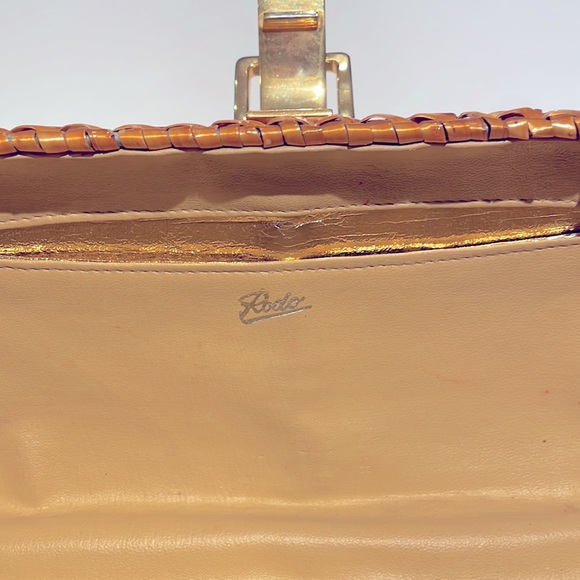 Rodo Italy Vintage Wicker (glazed Rattan) Bag - gold hardware, leather lined - Picture 6 of 11